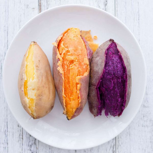 Sweet Potatoes can be eaten roasted, boiled, baked, steamed, or fried