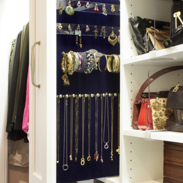 You can hang your necklaces, scarves, or belts on the back of your closet door