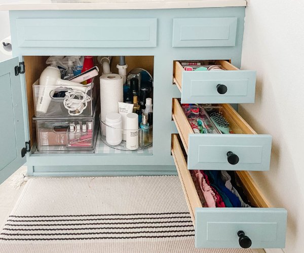 rganizing your bathroom drawers can create more storage space