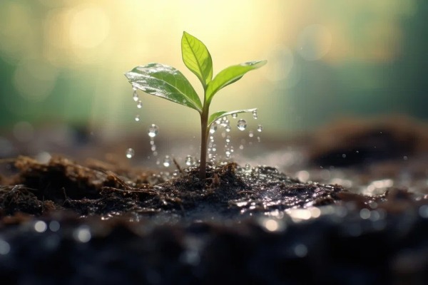 Water droplets formed to handle excess water of the plant